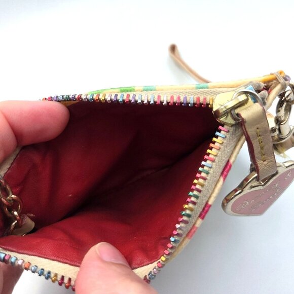 Vintage Dooney & Bourke Wallet Wristlet Rainbow DB Monogram Coated Canvas Y2K - Picture 4 of 7